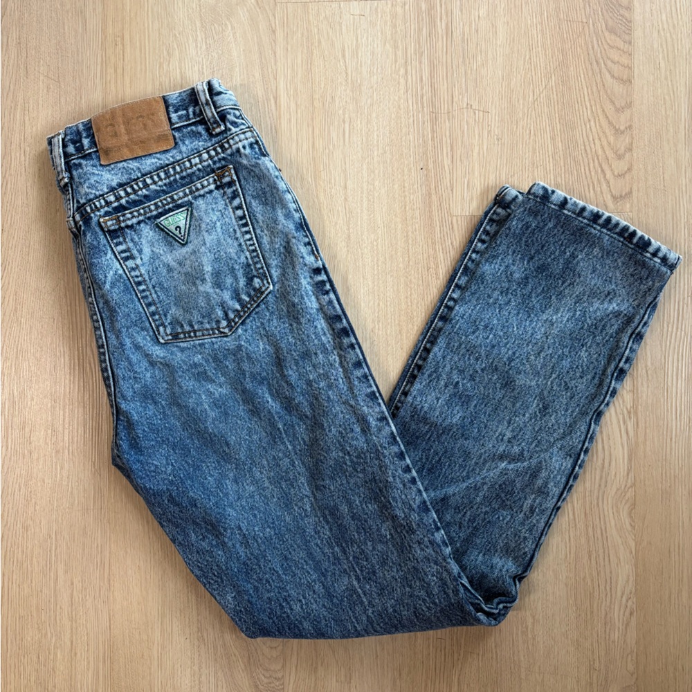 80’s Vintage Men's Acid Wash Blue Jeans